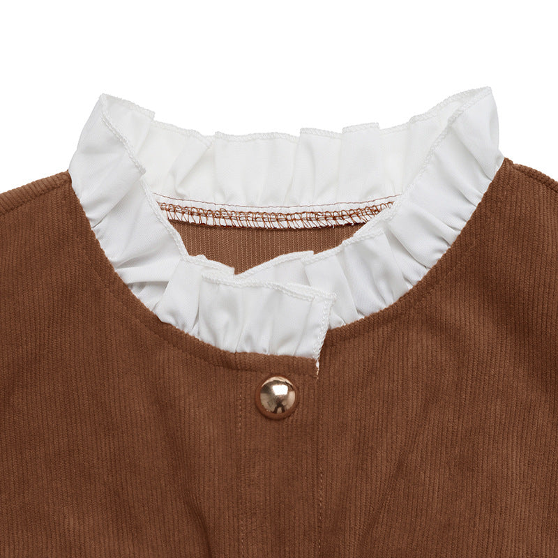Damen Midikleid mit eleganter Knopfleiste, 4-teiligen Taschen und klassischem Kragen Drune