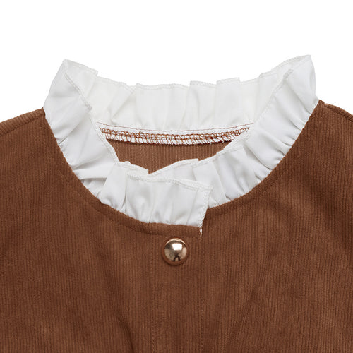 Damen Midikleid mit eleganter Knopfleiste, 4-teiligen Taschen und klassischem Kragen Drune