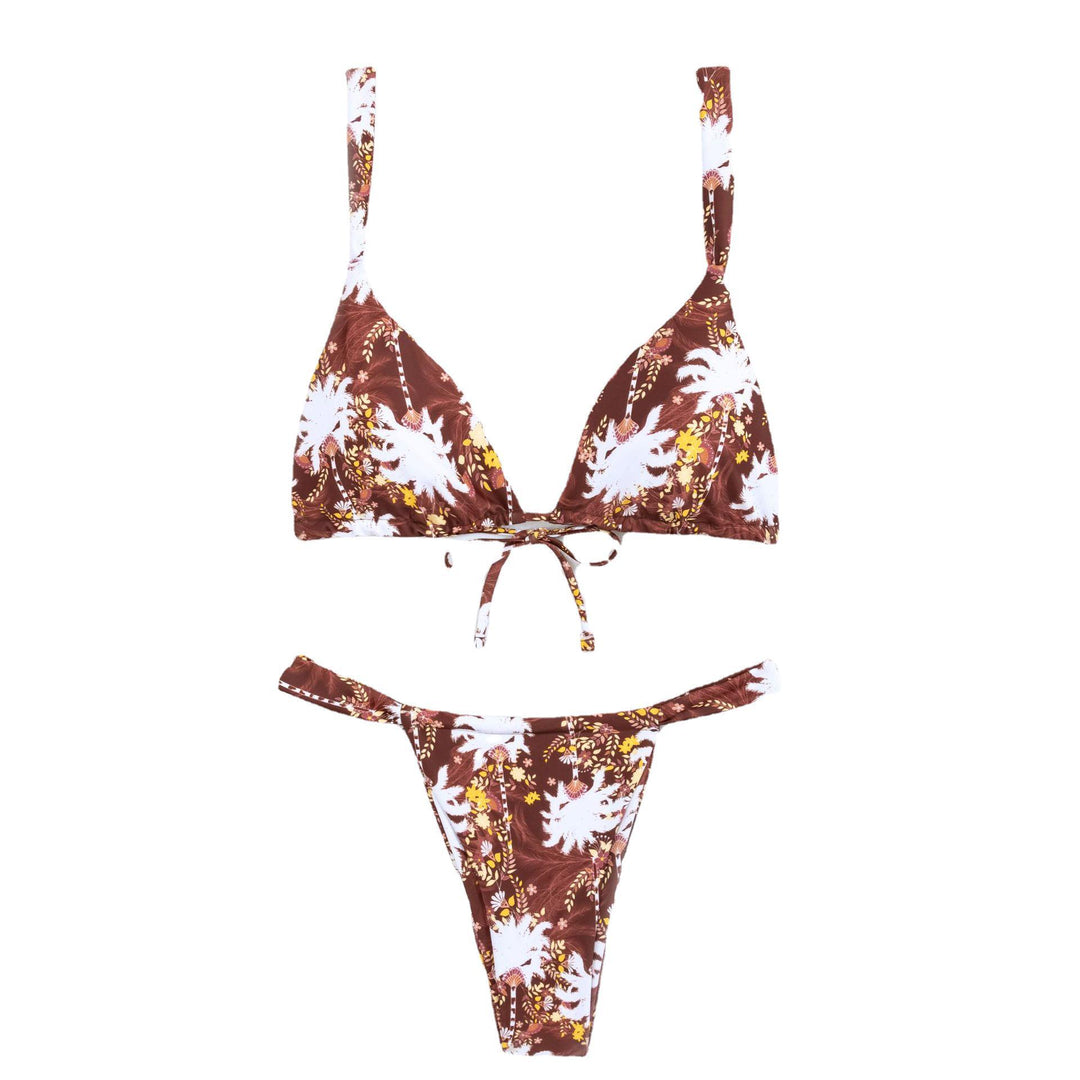 Damen floral gemusterter Triangel-Bikini mit hohem Schnitt Drune
