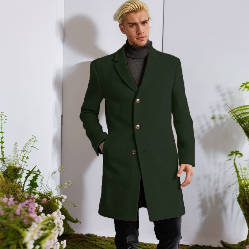 Herren eleganter Langmantel mit goldenen Knöpfen und klassischem Schnitt Drune