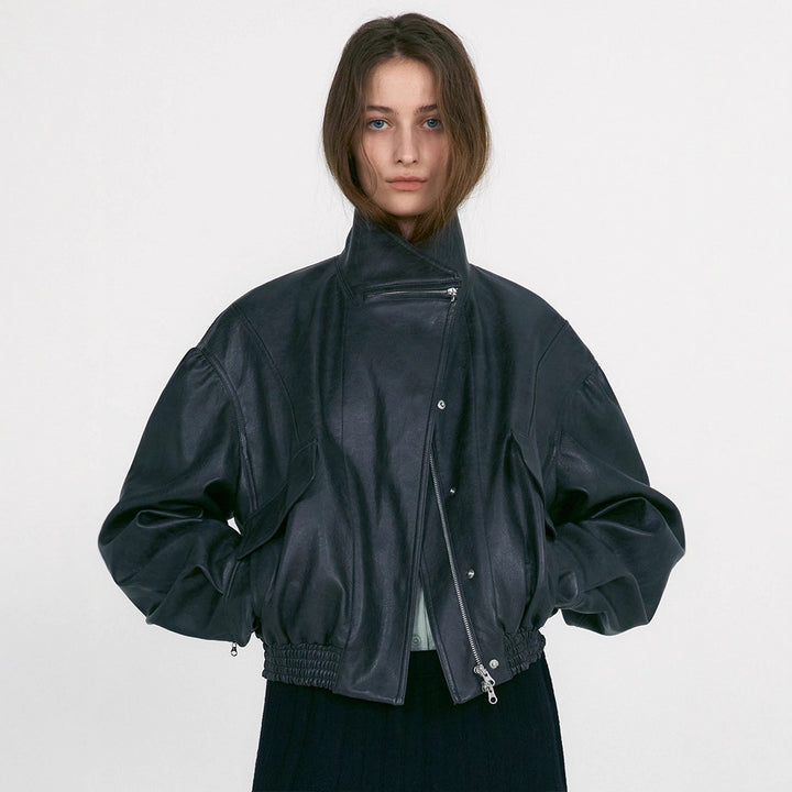 Damen Lederjacke im oversized Schnitt mit praktischen Taschen Drune