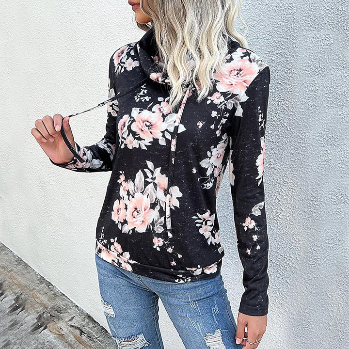 Damen Pullover mit floralem Muster und hohem Kragen Drune