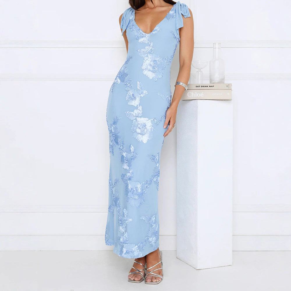Damen Maxikleid mit floralem Spitzenmuster Drune