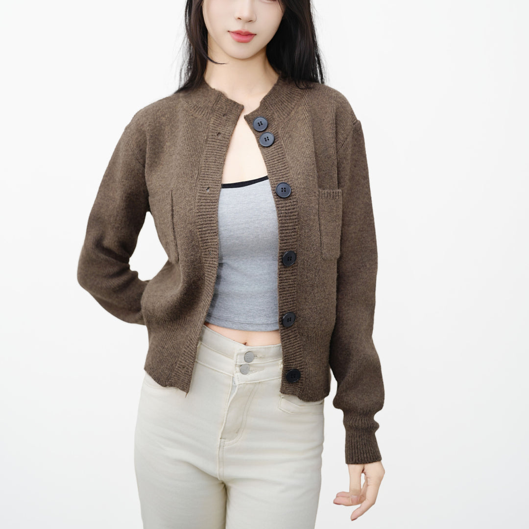Damen Strickcardigan mit Knopfdetails und aufgesetzter Tasche Drune