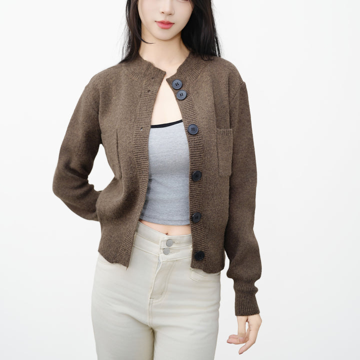 Damen Strickcardigan mit Knopfdetails und aufgesetzter Tasche Drune