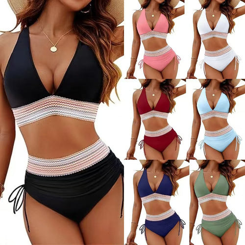 Damen Hochtailliertes Bikini-Set mit elastischen Details Drune
