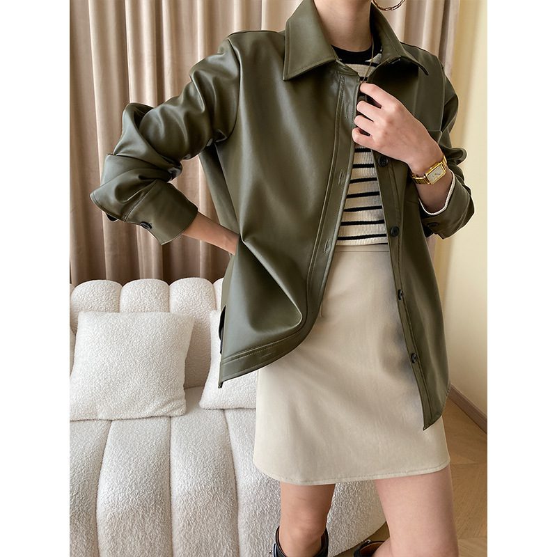 Drune | Lederhemdjacke - Sleek Modern Look - Kunstleder - Vielseitiges Schichtungsteil
