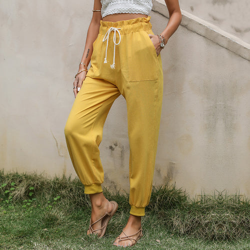 Damen Casual Freizeithose mit elastischem Bund und praktischen Taschen Drune