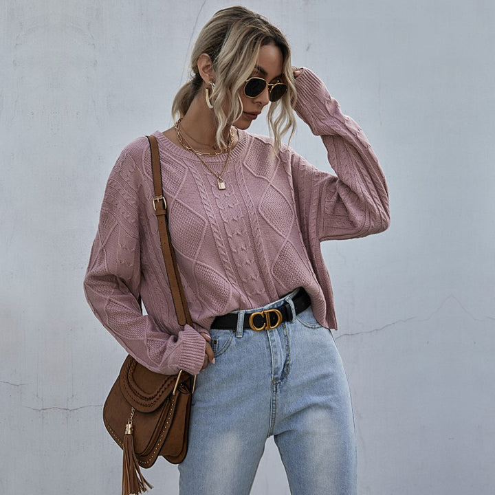 Damen kuscheliger Pullover mit strukturiertem Zopfmuster Drune