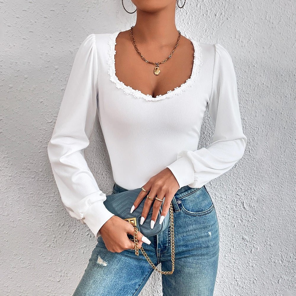 Damen Langarmshirt mit eleganter Rüschendekoration und taillierter Passform Drune