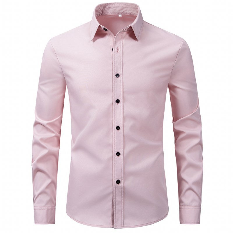 Herren elegantes Langarmhemd aus hochwertiger Baumwolle mit modernem Kragen Drune