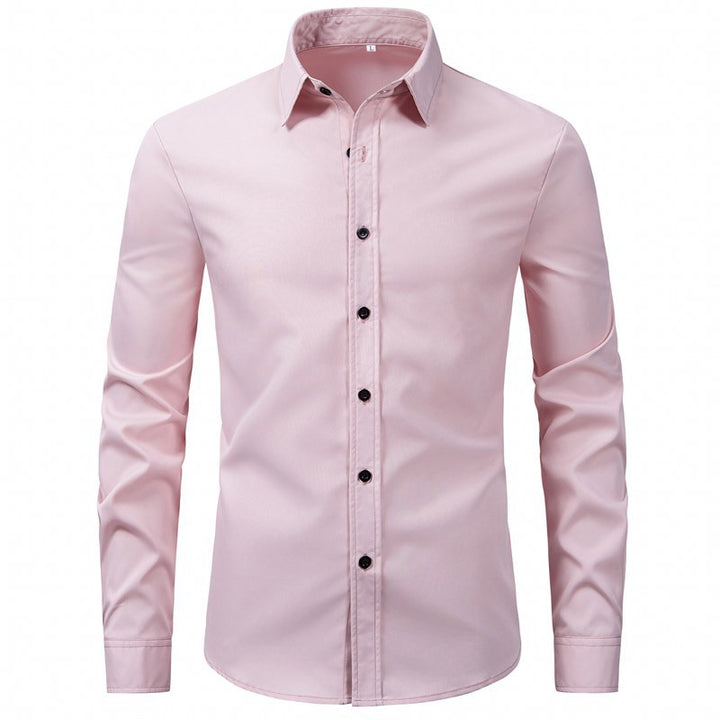 Herren elegantes Langarmhemd aus hochwertiger Baumwolle mit modernem Kragen Drune