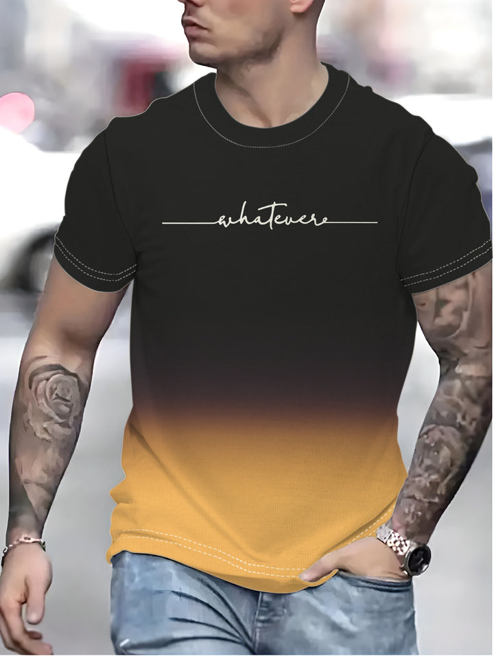 Herren T-Shirt mit kreativem Schriftzug und modernem Farbverlauf Drune