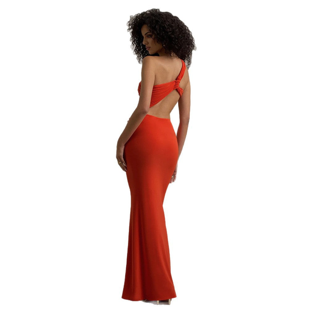 Damen Maxikleid mit asymmetrischem Schnitt und eleganter Drapierung Drune