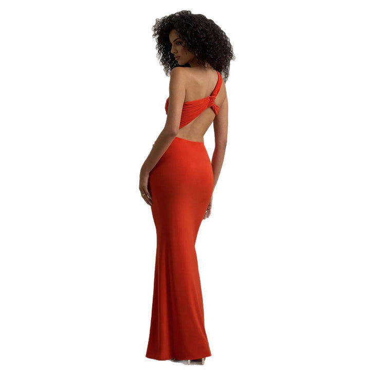Damen Maxikleid mit asymmetrischem Schnitt und eleganter Drapierung Drune
