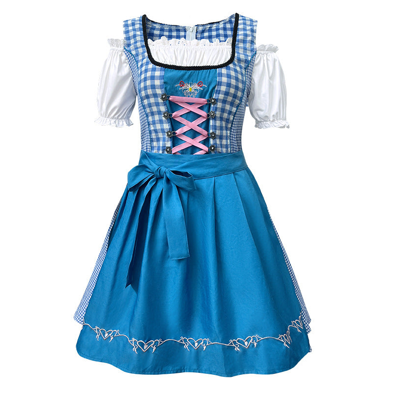 Damen nan traditionelles bayerisches Dirndlkleid mit dekorativer Schnürung und abnehmbarer Schürze Drune