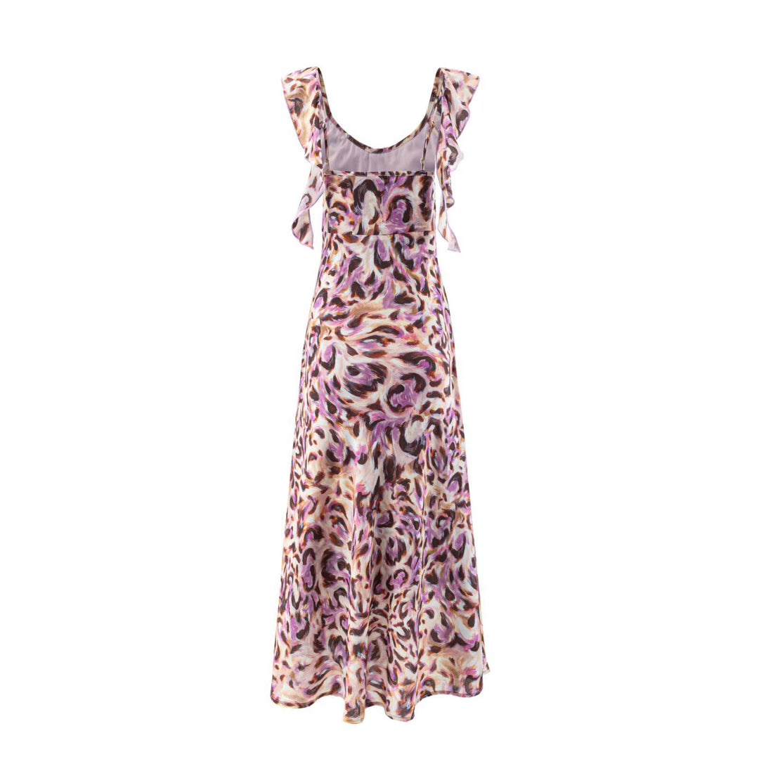 Damen Maxikleid mit elegantem Rüschensaum und floralem Muster Drune