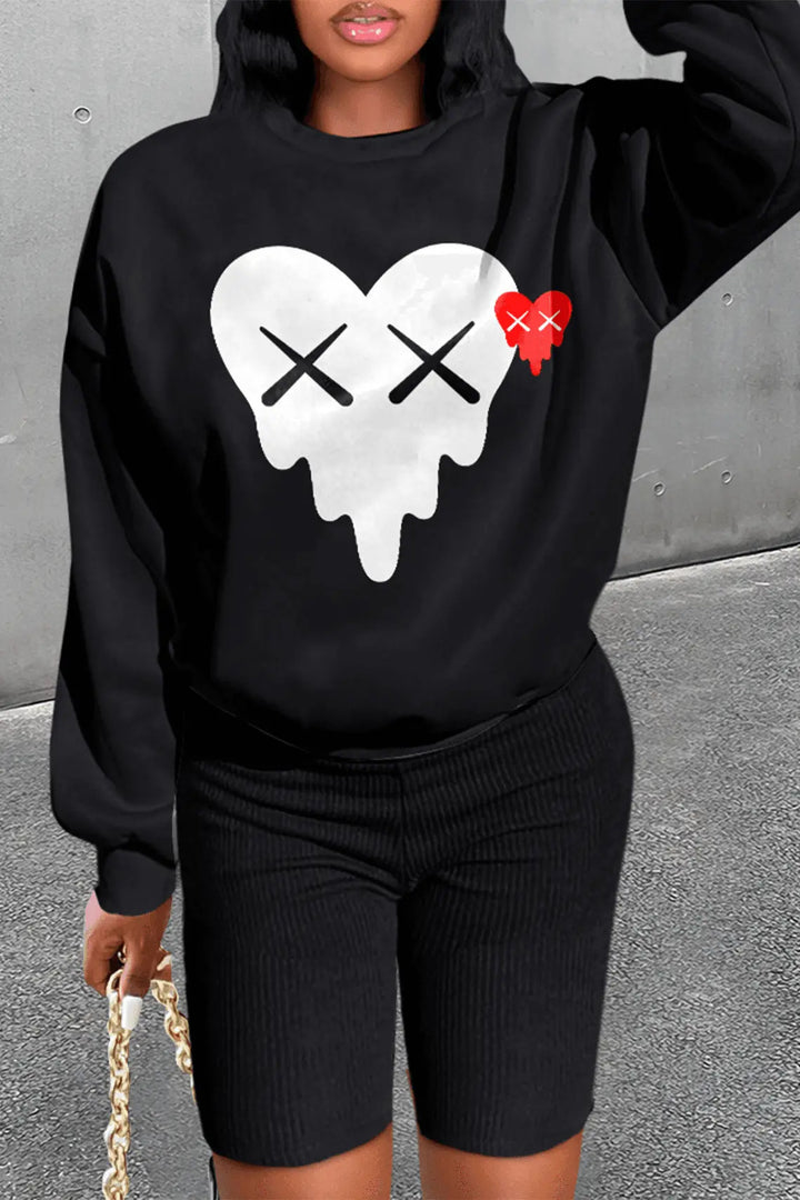 Herren Sweatshirt mit kreativer Herz-Grafik Drune