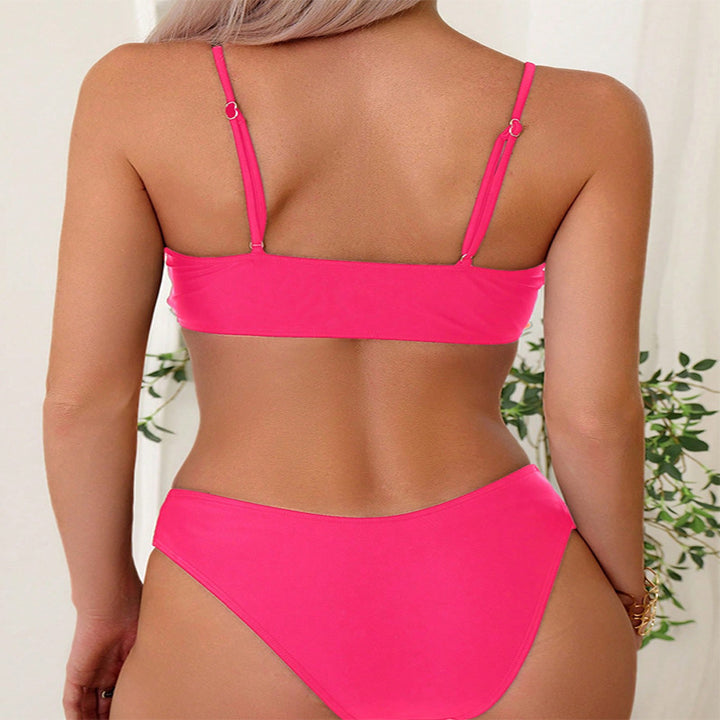 Damen Triangel-Bikini-Set mit Schleifen-Detail und modischen Einschnitten Drune