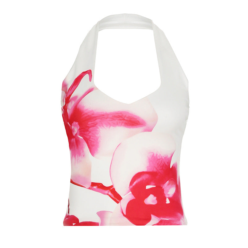 Damen Haltertop mit floralem Design und tiefem Ausschnitt Drune