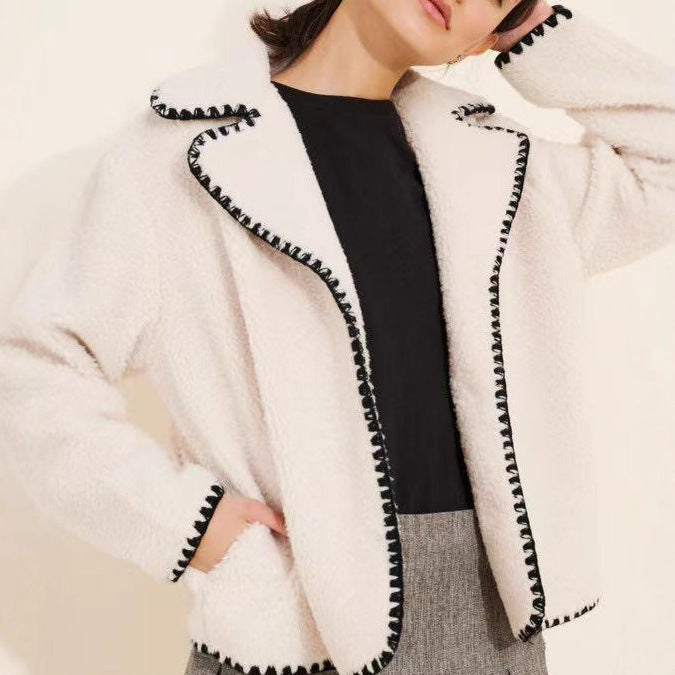 Damen modische Übergangsjacke mit kontrastierenden Nähdetails Drune