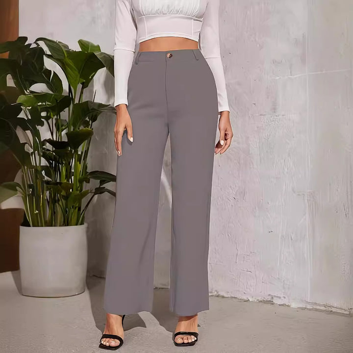 Damen weite Hochbundhose mit eleganter Knopfdetaillierung Drune