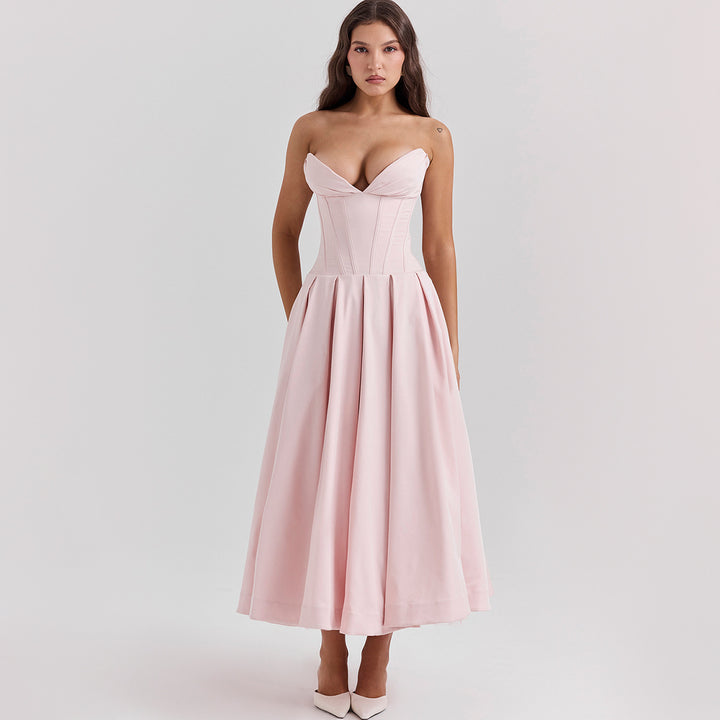 Damen Hochwertiges Abendkleid mit tailliertem Oberteil und voluminösem Rock Drune