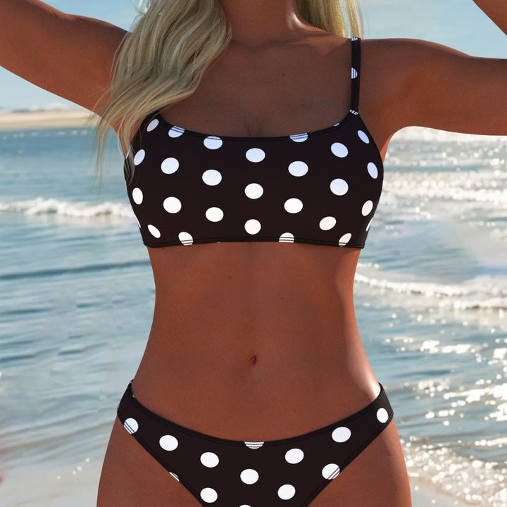 Damen Bikini-Set mit modischem Punktdesign und verstellbaren Trägern Drune