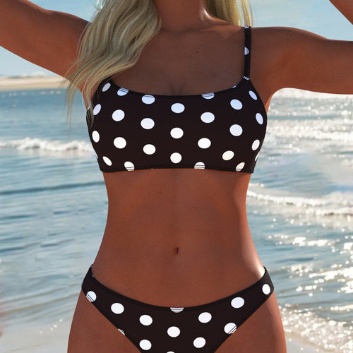 Damen Bikini-Set mit modischem Punktdesign und verstellbaren Trägern Drune