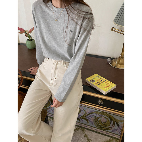Damen lässiges Langarmshirt mit minimalistischen Details Drune