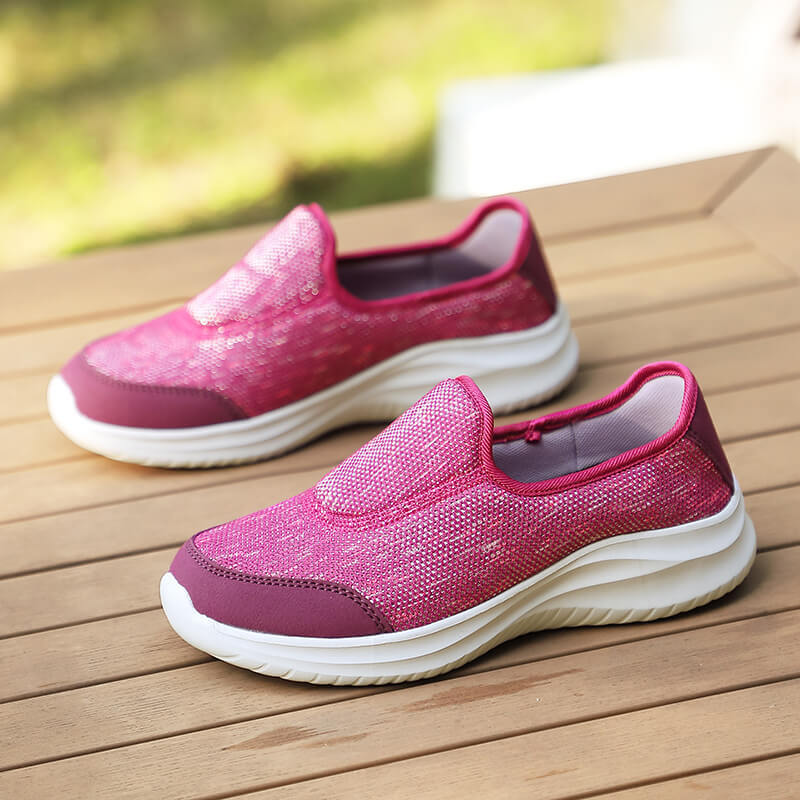 Damen nan eleganter Schlupfsneaker mit elastischen Zierbändern, atmungsaktiver Strickkonstruktion und gedämpfter Komfortlaufsohle Drune