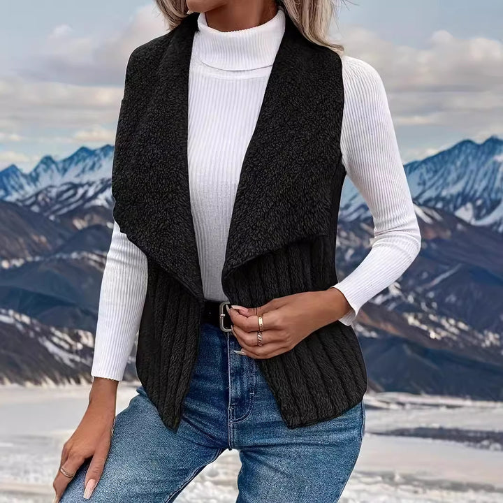 Damen Weste mit kuscheligem Fleece und offenem Kragen Drune