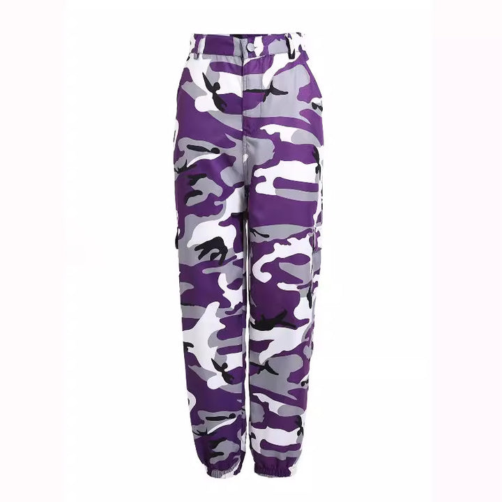Damen nan Cargohose mit urbanem Camouflage-Print und elastischem Bund Drune