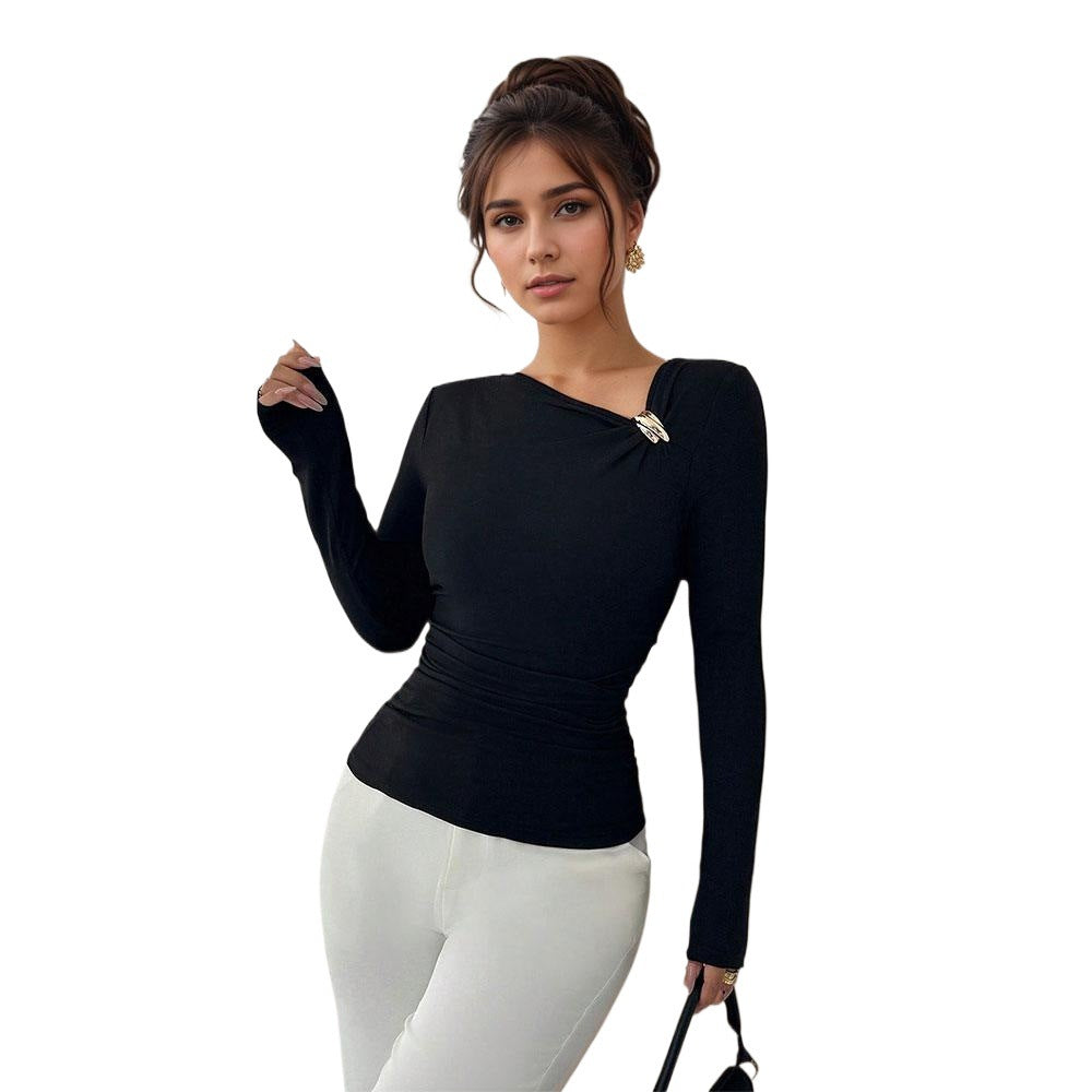 Damen Figurbetontes Langarmtop mit elegantem Twist-Detail Drune