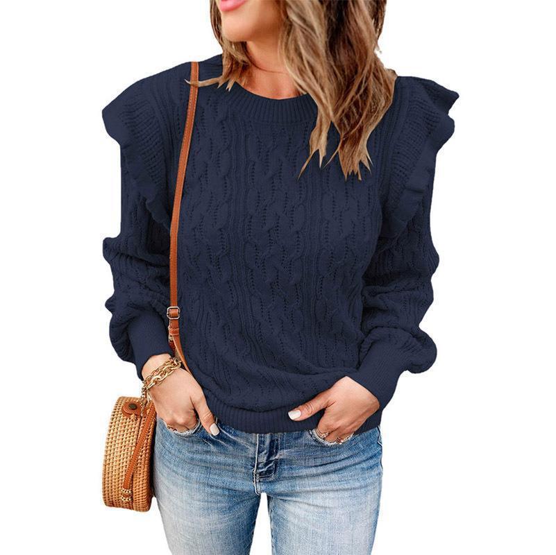 Damen Strickpullover mit Rüschendetails und strukturiertem Design Drune
