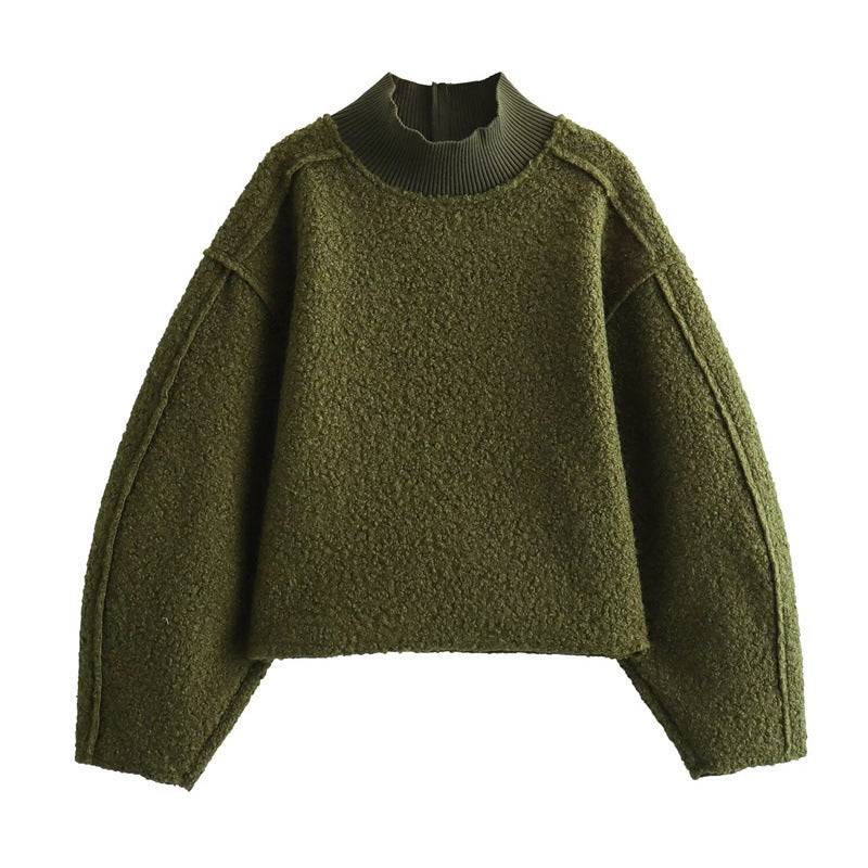 Damen Kuscheliger Pullover mit hohem Kragen und überschnittenen Schultern Drune