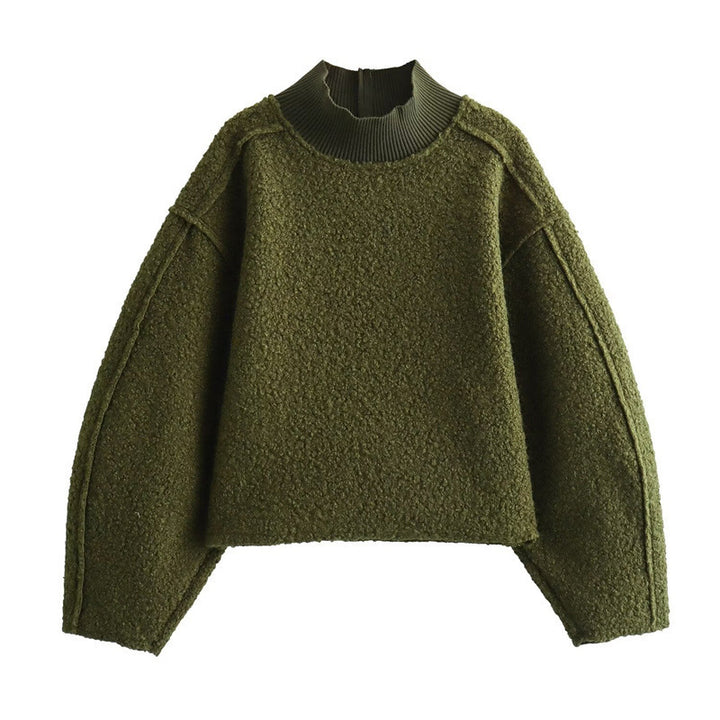 Damen Kuscheliger Pullover mit hohem Kragen und überschnittenen Schultern Drune