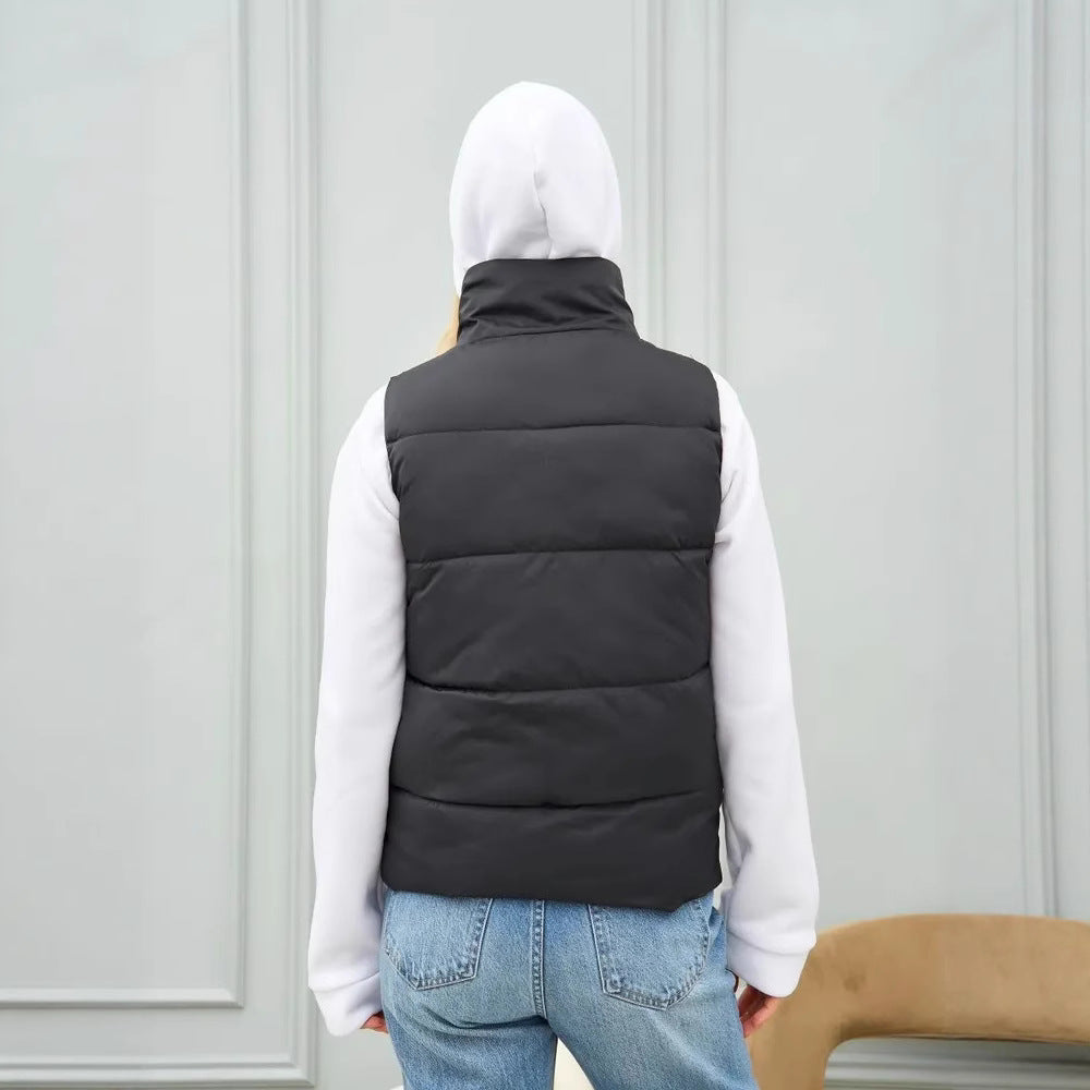 Damen elegante Steppweste mit hohem Kragen und praktischen Taschen Drune