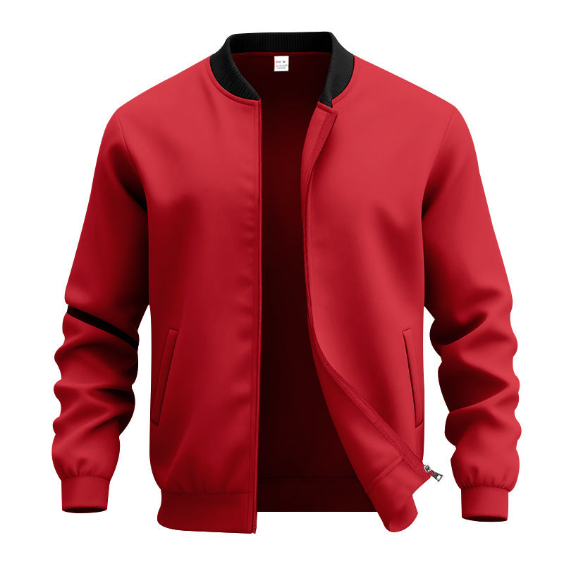 Herren nan stylische Bomberjacke mit elastischem Saum, Rippkragen und verdecktem Reißverschluss Drune