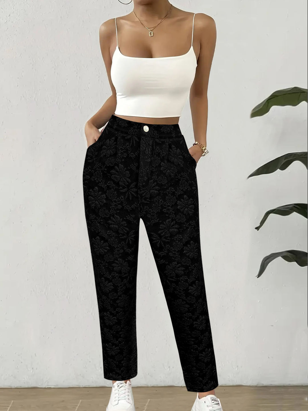 Damen elegante Blumenmuster Hose Drune