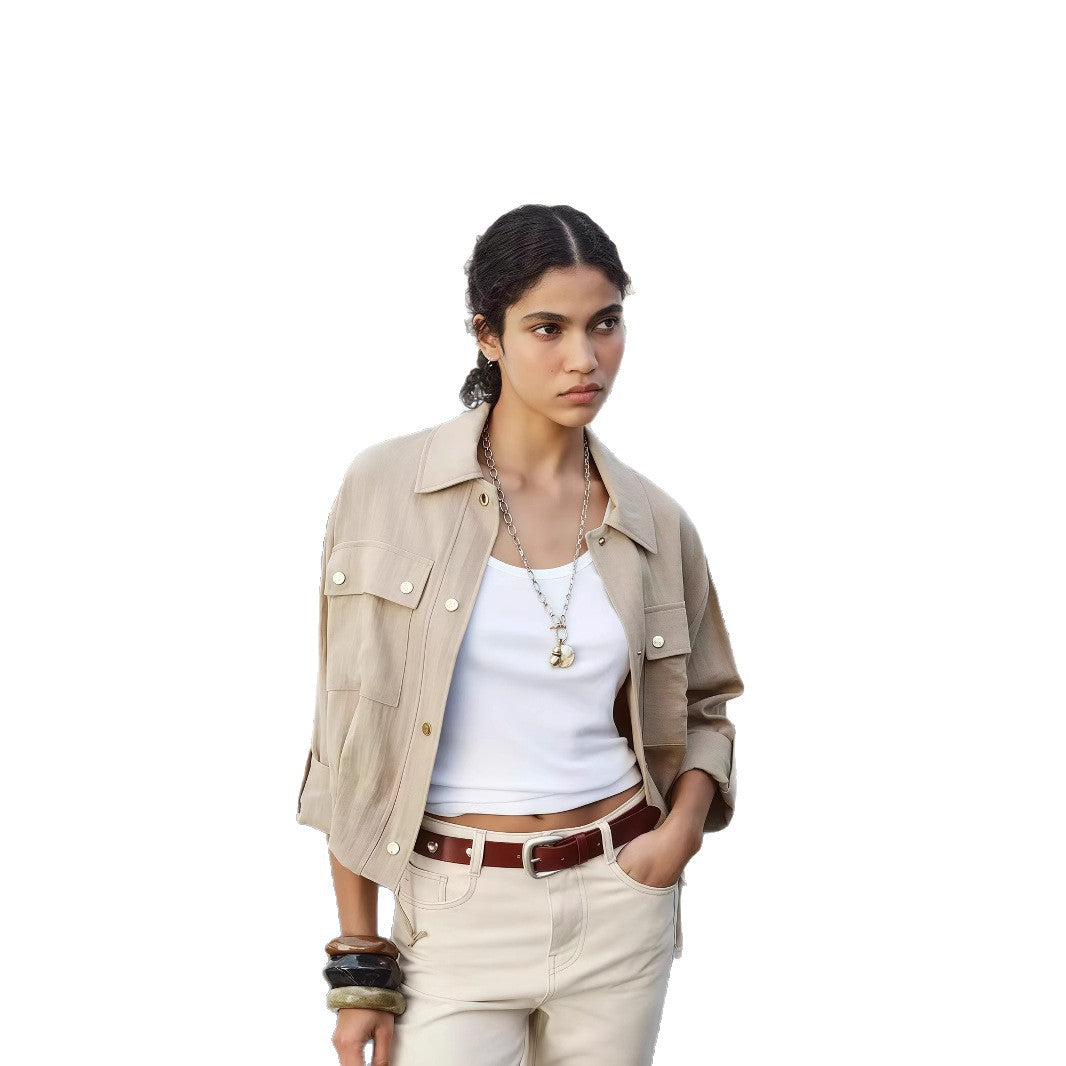 Damen leichte Oversize-Jacke mit praktischen Taschen Drune