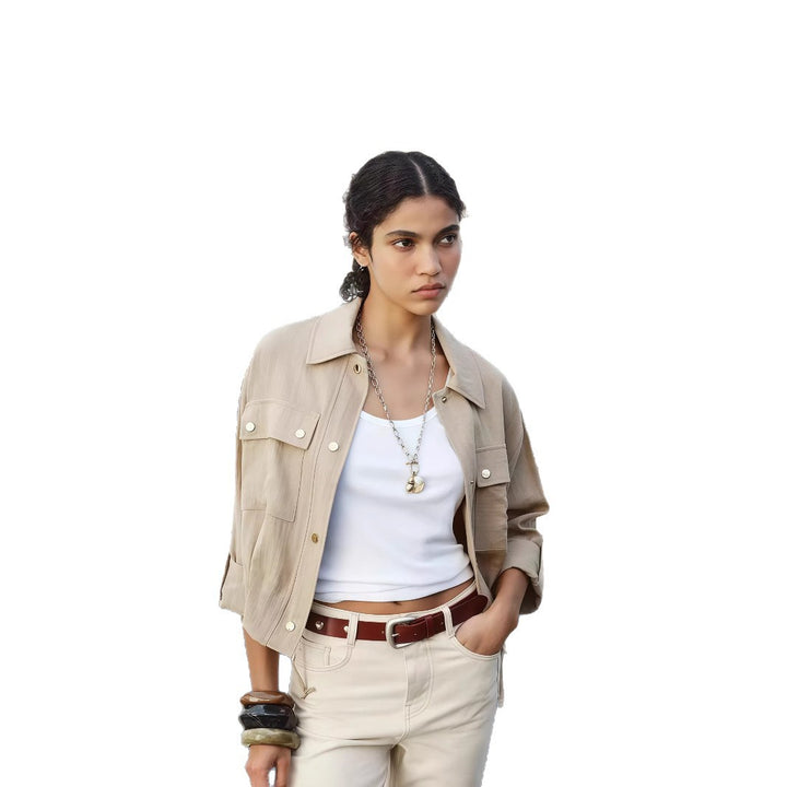 Damen leichte Oversize-Jacke mit praktischen Taschen Drune