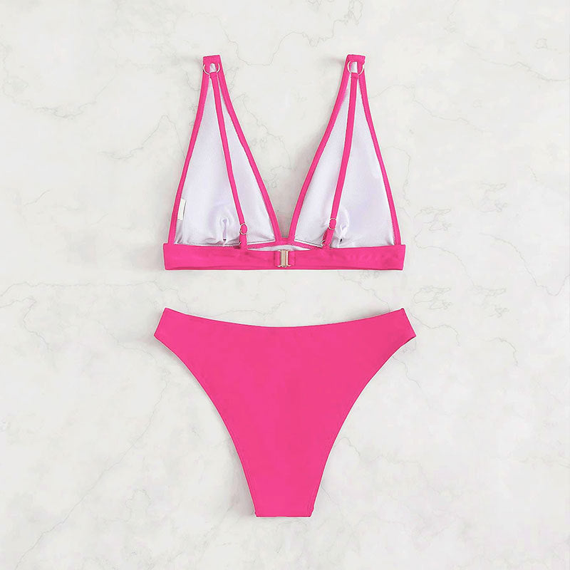 Damen Hochtaillierter Bikini mit elegantem V-Ausschnitt Drune