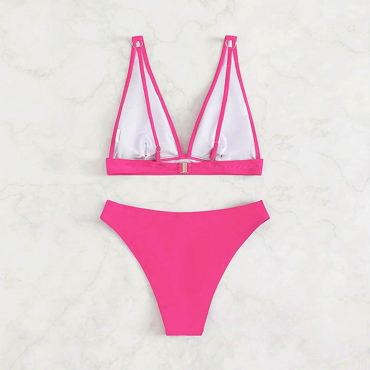 Damen Hochtaillierter Bikini mit elegantem V-Ausschnitt Drune