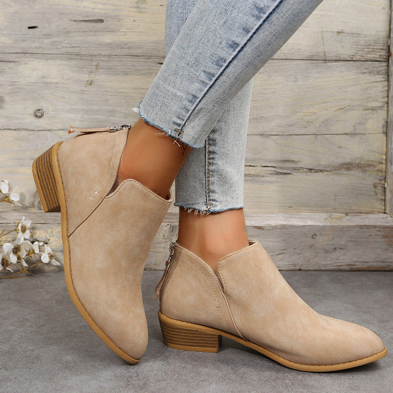 Damen Ankle Boots mit elegantem Reißverschluss und komfortablem Blockabsatz Drune