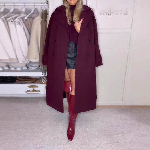 Damen Oversize-Trenchcoat mit doppelter Knopfreihe und großzügigen Taschen Drune