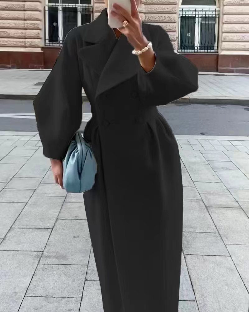 Damen Eleganter Trenchcoat mit tailliertem Schnitt und seitlichem Schlitz Drune