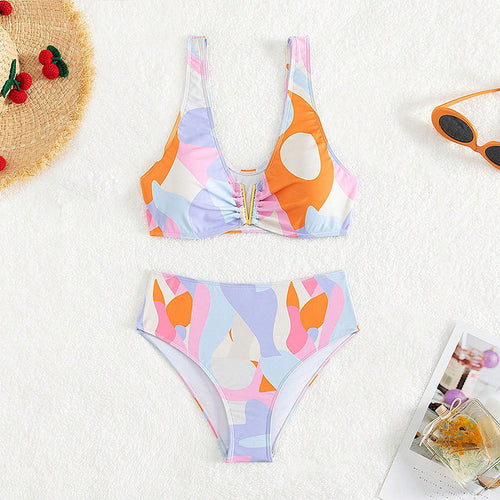 Damen Hochtailliertes Bikini-Set mit raffinierten Rüschendetails Drune