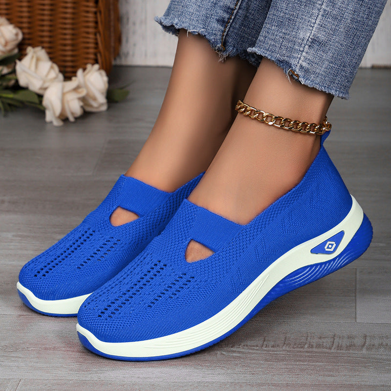 Damen nan leichte atmungsaktive Slip-On Sneaker mit elastischem Strickoberteil und orthopädischer Komfortsohle Drune