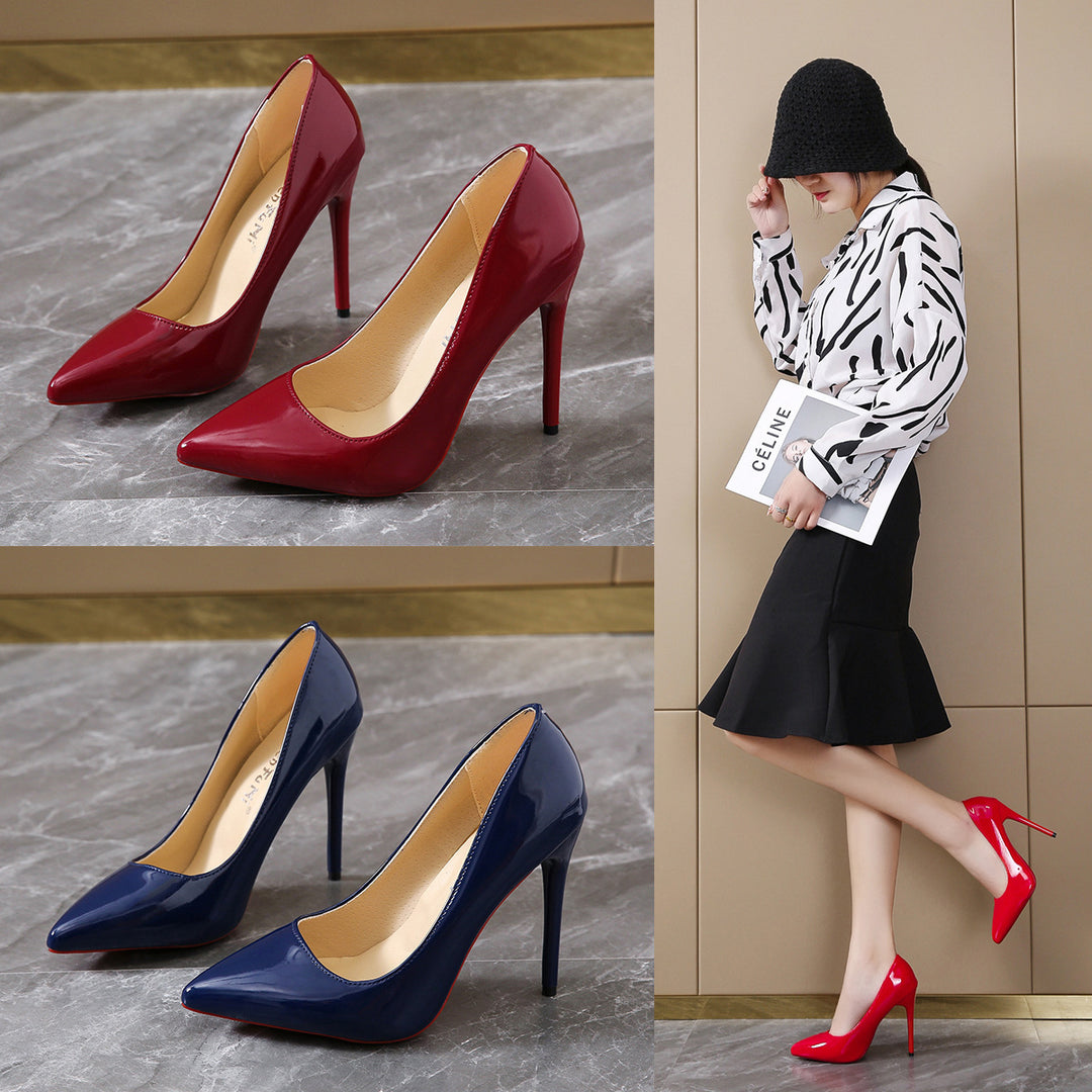 Damen nan spitzer bürotauglicher Pumps aus Lackoptik mit schmalem Stiletto und gepolstertem Komfortfußbett Drune